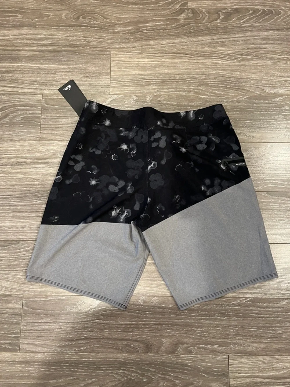 Quiksilver Two-Tone Black Floral & Gray Boardshorts